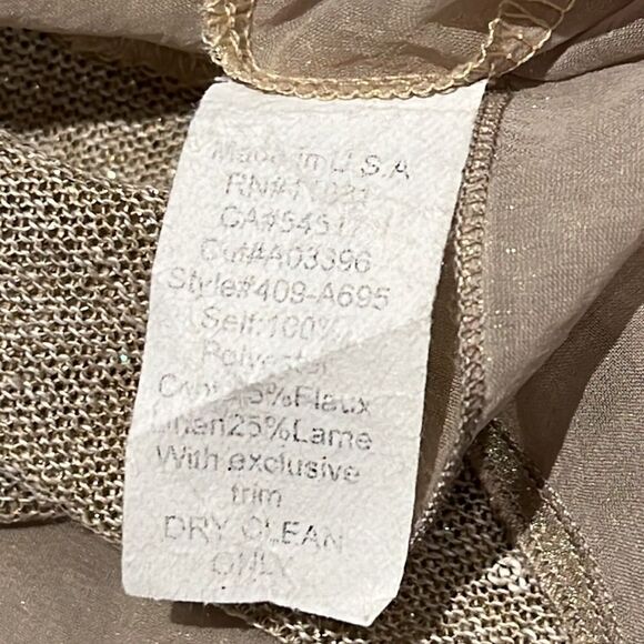 BAILEY 44 Metallic Sheer Chiffon & Flax/Lurex Pullover Sweater Top Tunic Blouse - Picture 5 of 5